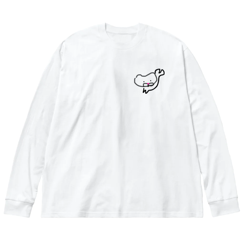 やぶれ・まんじゅうのにゃん魚 ビッグシルエットロングスリーブTシャツ