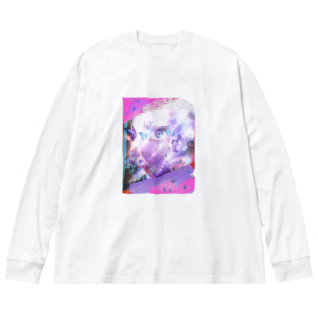 Veliedo (ベリエッド)のピンク目の蝶々 Big Long Sleeve T-Shirt