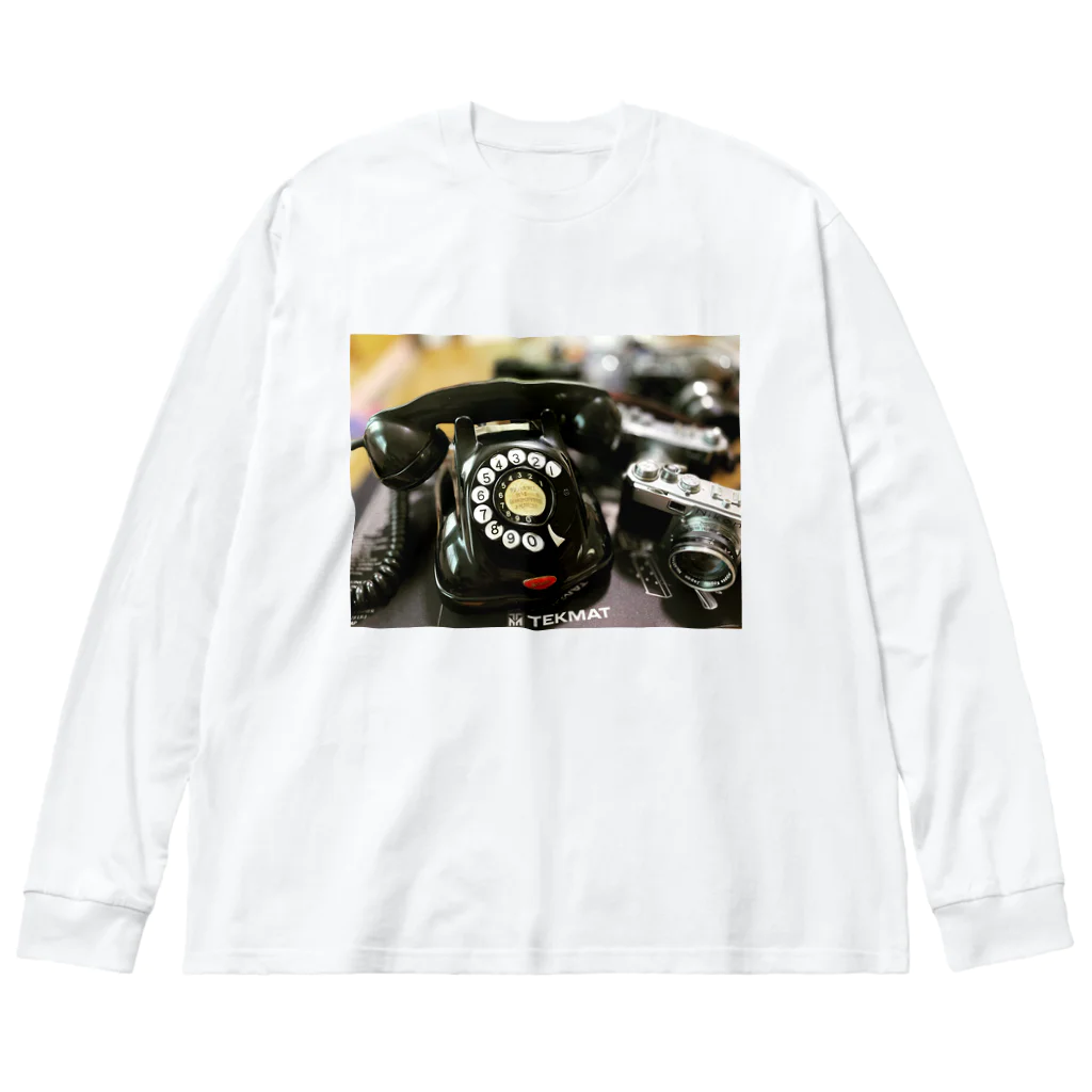 Mossy Daddy's shop🇯🇵の黒電話とフィルムカメラ ビッグシルエットロングスリーブTシャツ