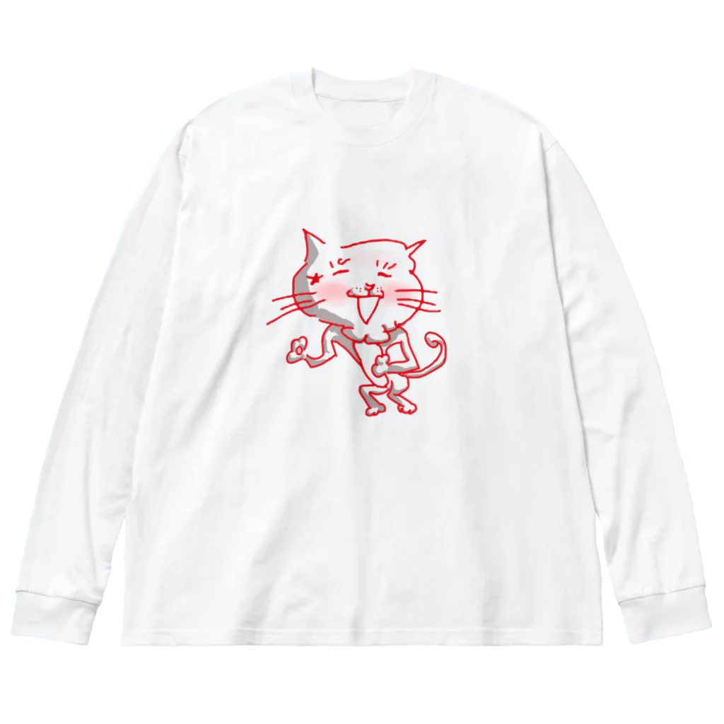 のびたび【のんびり旅するように生きる】公式ショップのケツアゴネコ Big Long Sleeve T-Shirt