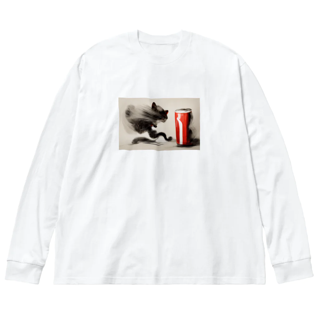 ハルいちLabの躍動感のある猫とコーラ Big Long Sleeve T-Shirt