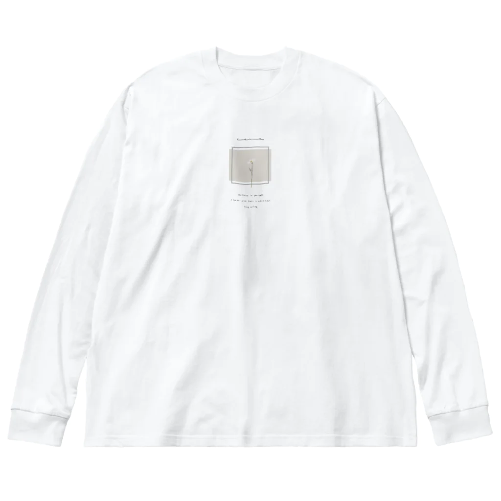 rilybiiのwhite grayish peach tea × white flower ビッグシルエットロングスリーブTシャツ