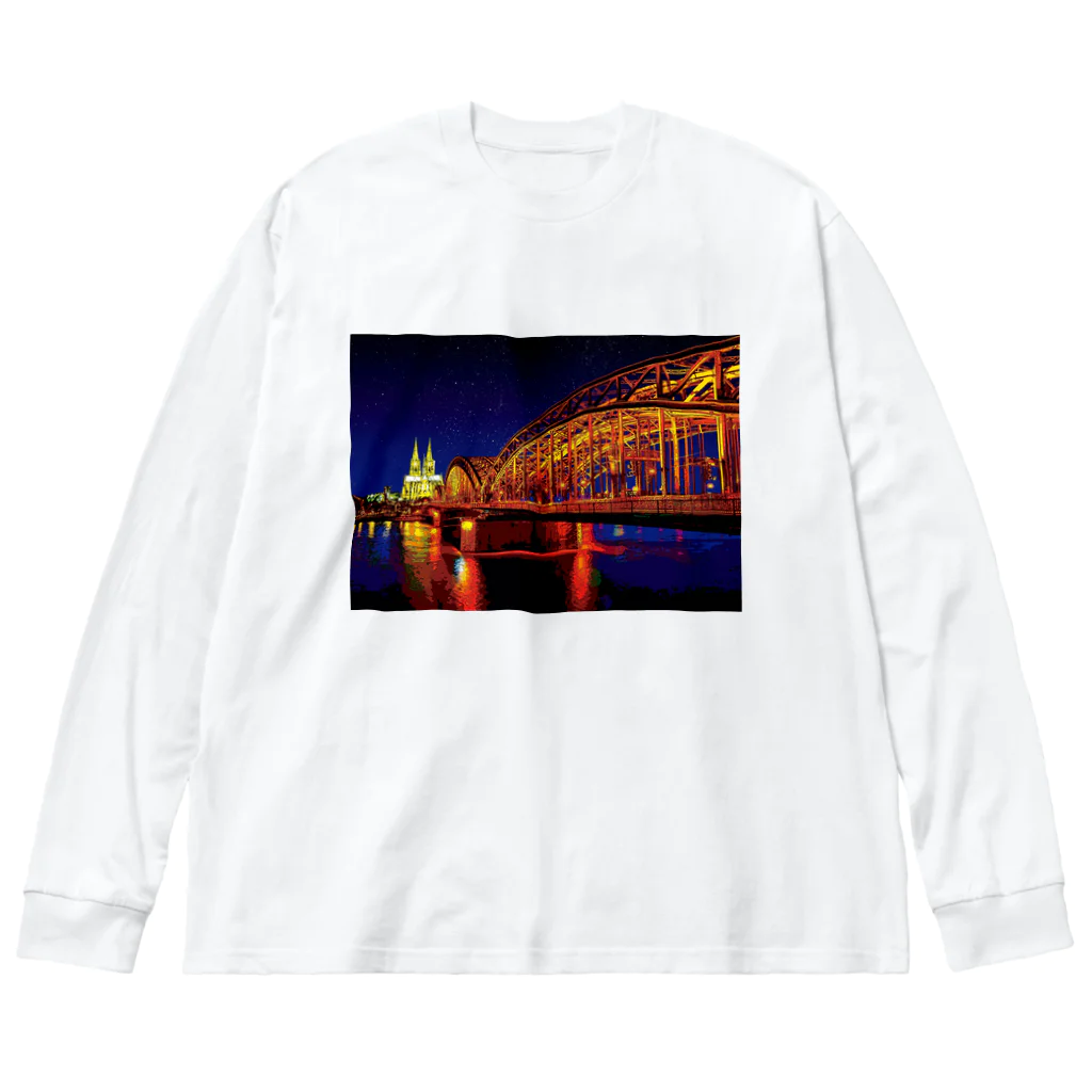 GALLERY misutawoのドイツ 夜のホーエンツォレルン橋とケルン大聖堂 Big Long Sleeve T-Shirt