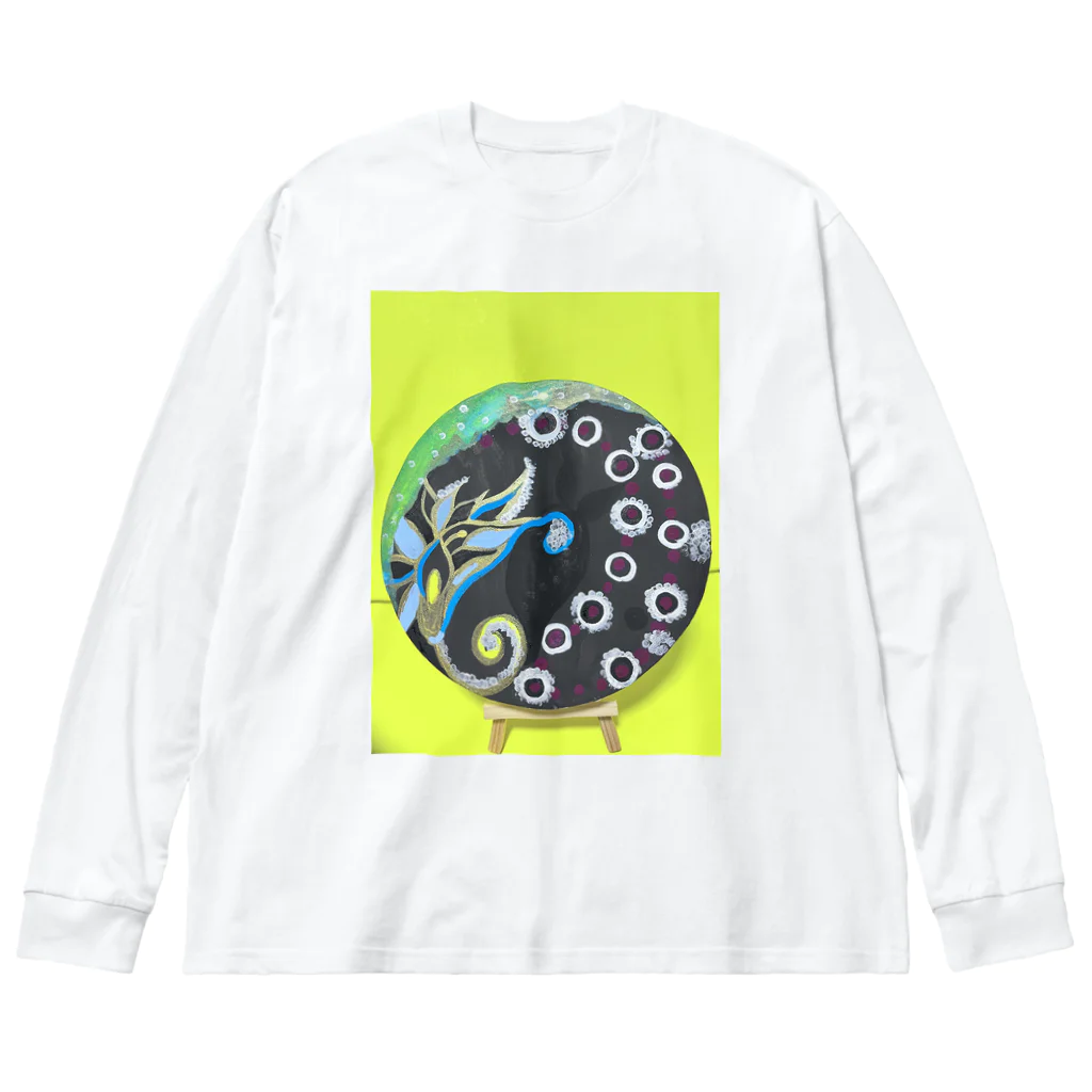 NIL のウサギの幽霊と花 ビッグシルエットロングスリーブTシャツ