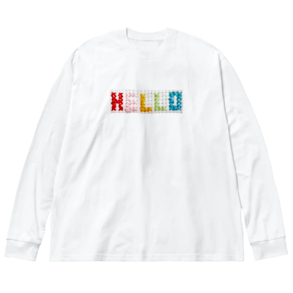 FUKUFUKUKOUBOUのクロスステッチ・HELLO(カラフル)Tシャツ・グッズシリーズ ビッグシルエットロングスリーブTシャツ