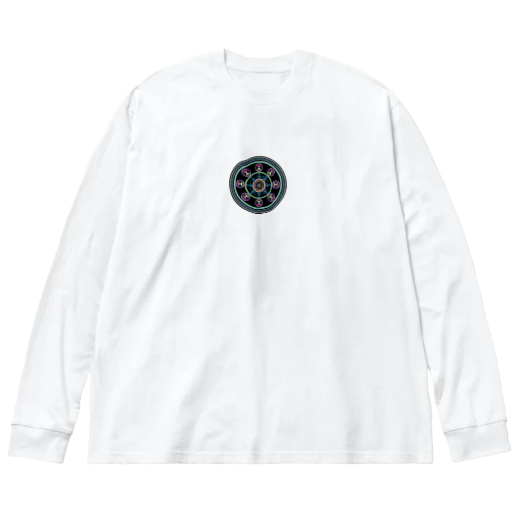 点描曼荼羅グッズのMandala#1(丸) ビッグシルエットロングスリーブTシャツ