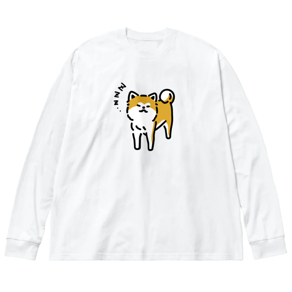 おもかわ〜おもしろい・かわいい専門店〜の立ち寝秋田犬 ビッグシルエットロングスリーブTシャツ