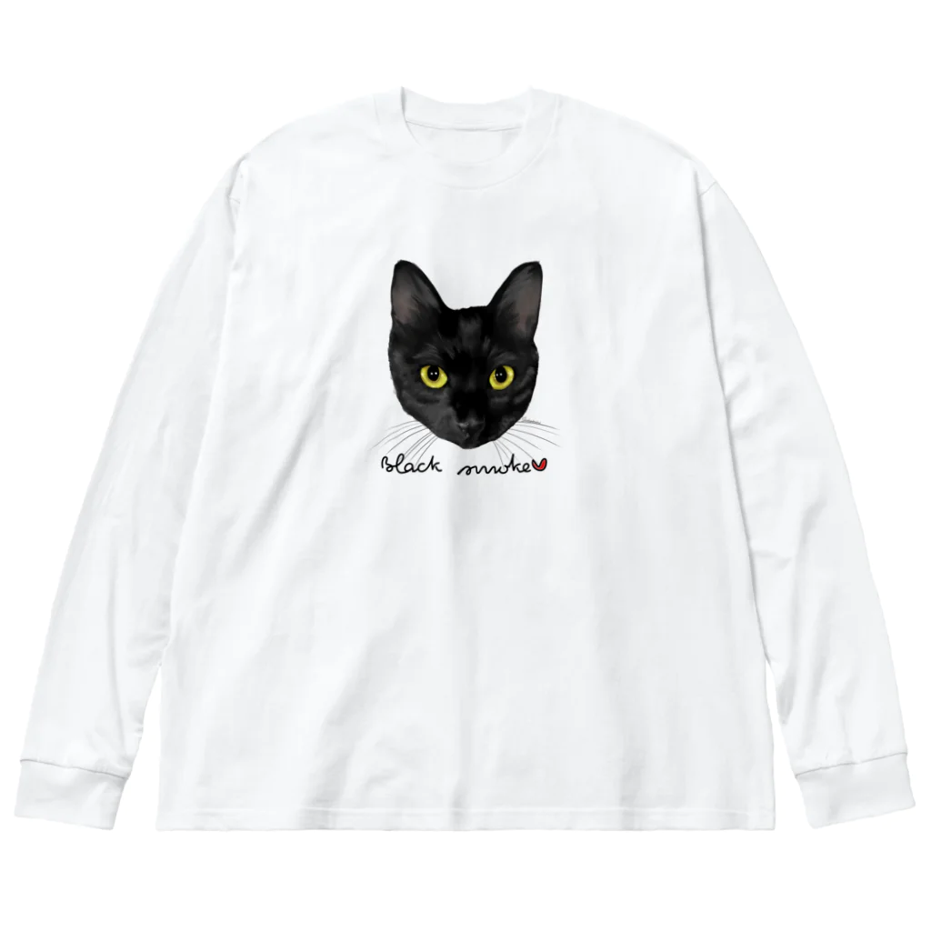 しろくまるいるいと動物たちのブラックスモークタビー ビッグシルエットロングスリーブTシャツ