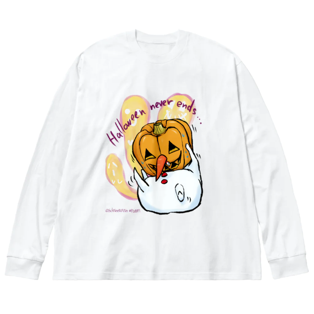 Le souffle blanc@SUZURIのしゅねまんハロウィンコスプレ ジャック・オーランタン ビッグシルエットロングスリーブTシャツ