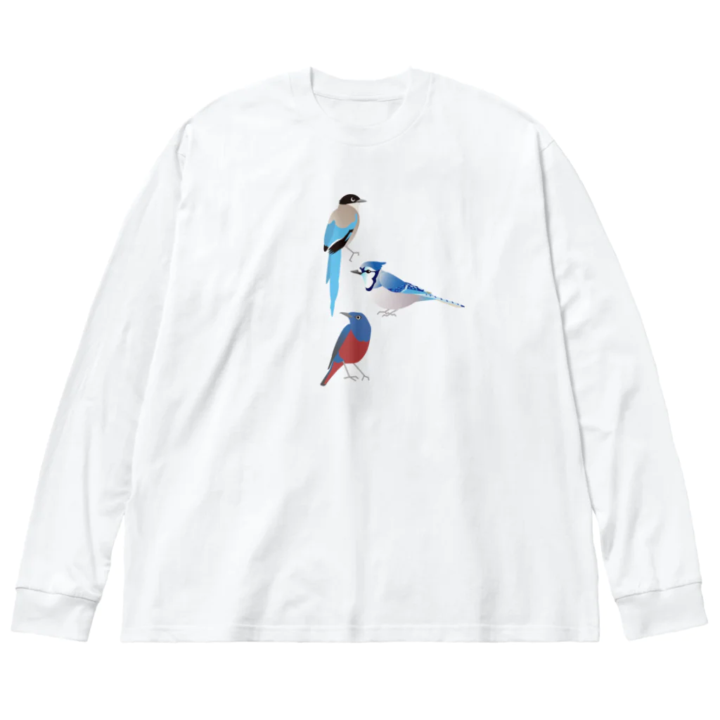 エダマメトイチ雑貨店のI love blue birds 5 -2 ビッグシルエットロングスリーブTシャツ
