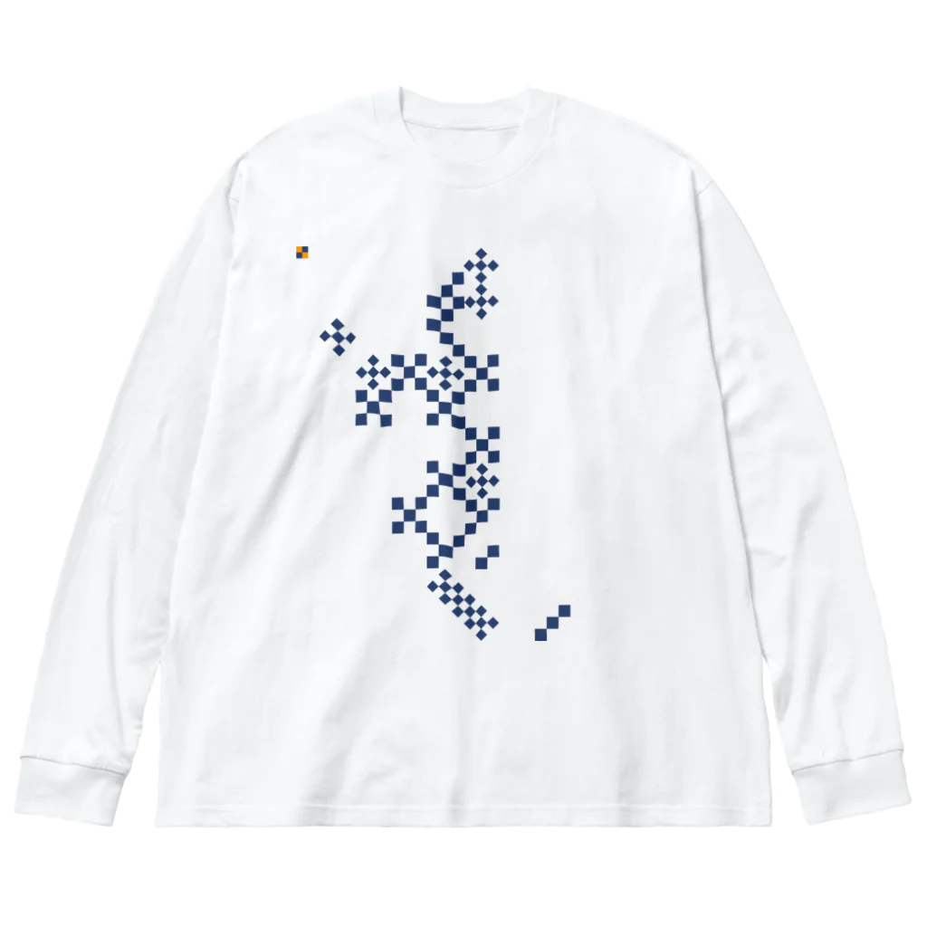 cuuyabowの市松NAVY Big Long Sleeve T-Shirt