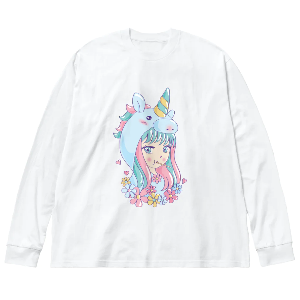 cerita-turのユニコーンフードガール ビッグシルエットロングスリーブTシャツ