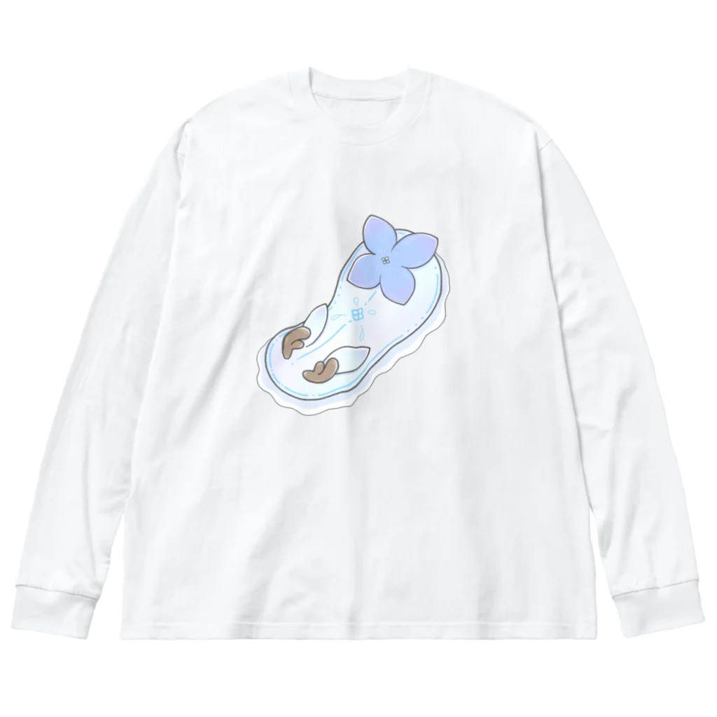 Jackalope Houseのツノアリウサギアジサイモドキウミウシ 青色ver. Big Long Sleeve T-Shirt