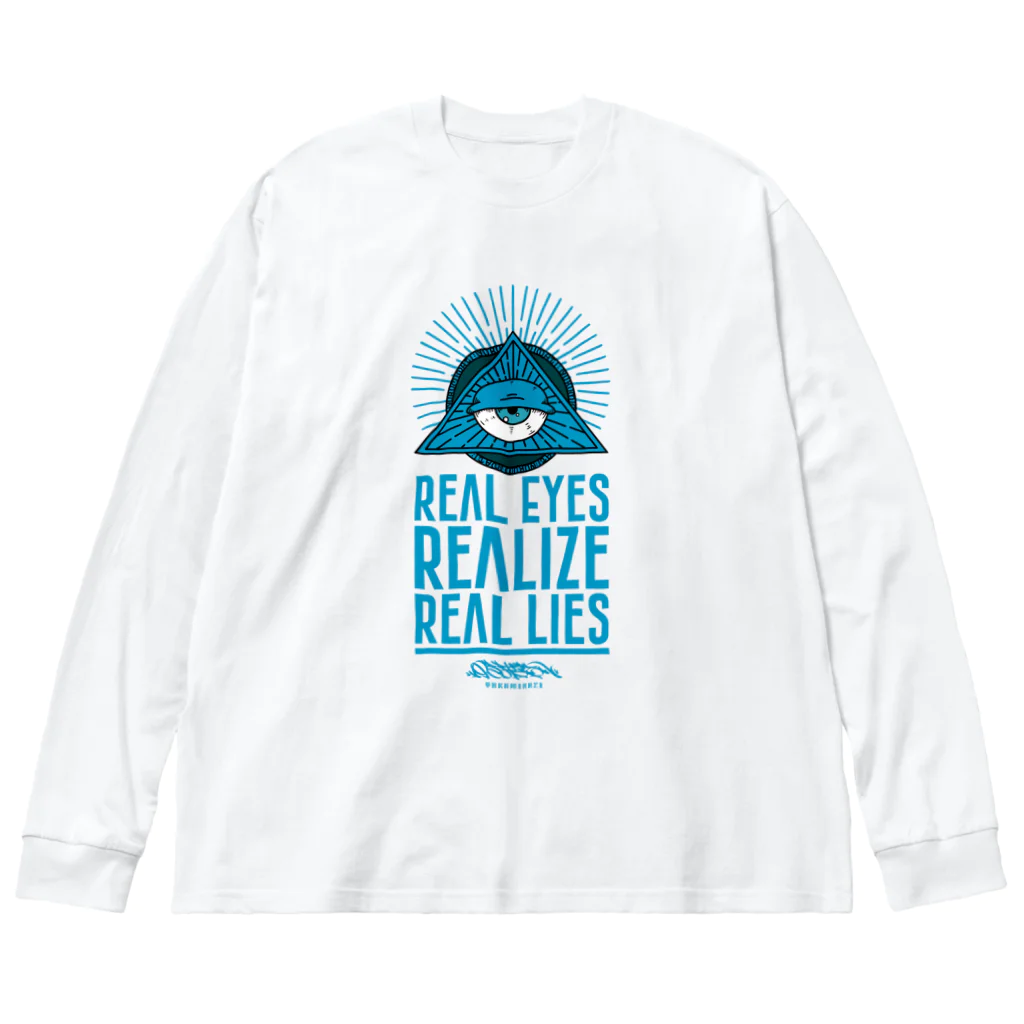 うぉーるのとこのREAL EYES REALIZE REAL LIES (BLUE ver.) ビッグシルエットロングスリーブTシャツ