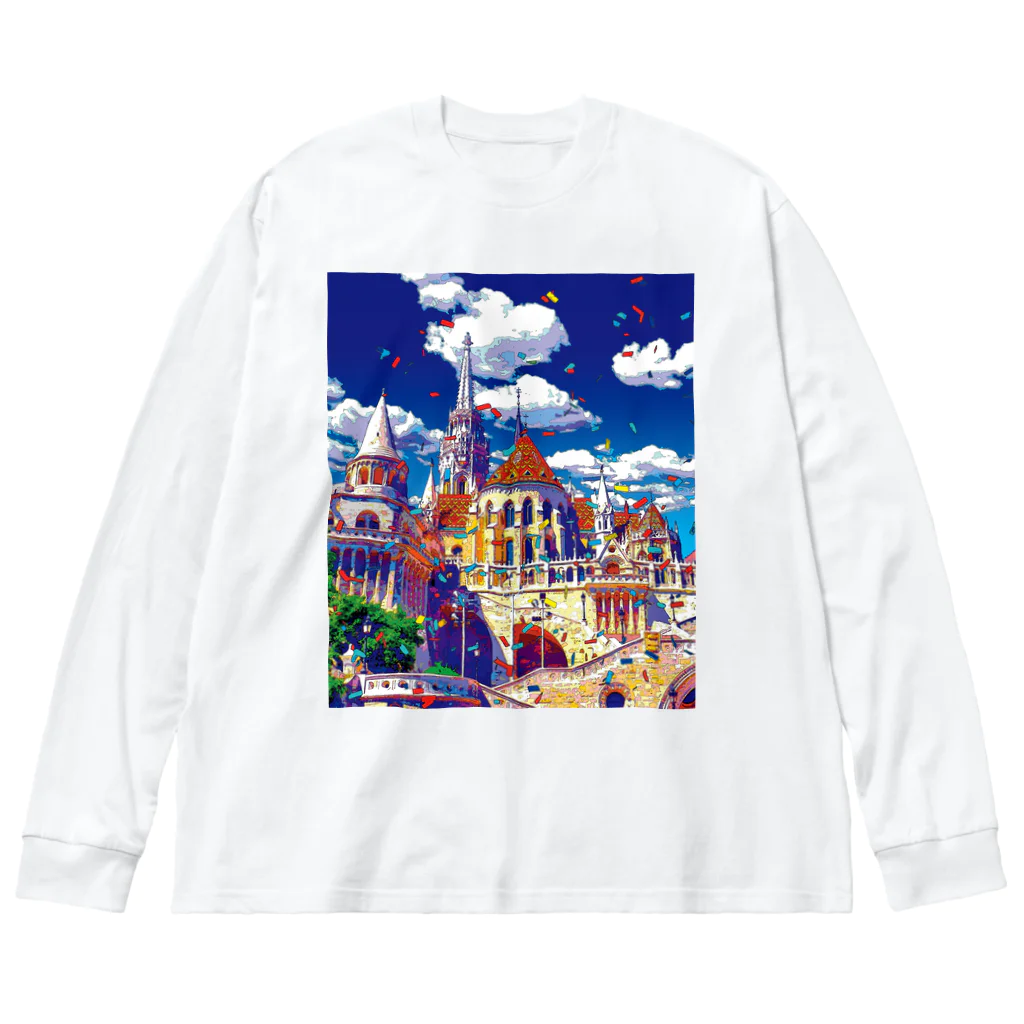 GALLERY misutawoのハンガリー ブダペストのマーチャーシュ聖堂 Big Long Sleeve T-Shirt