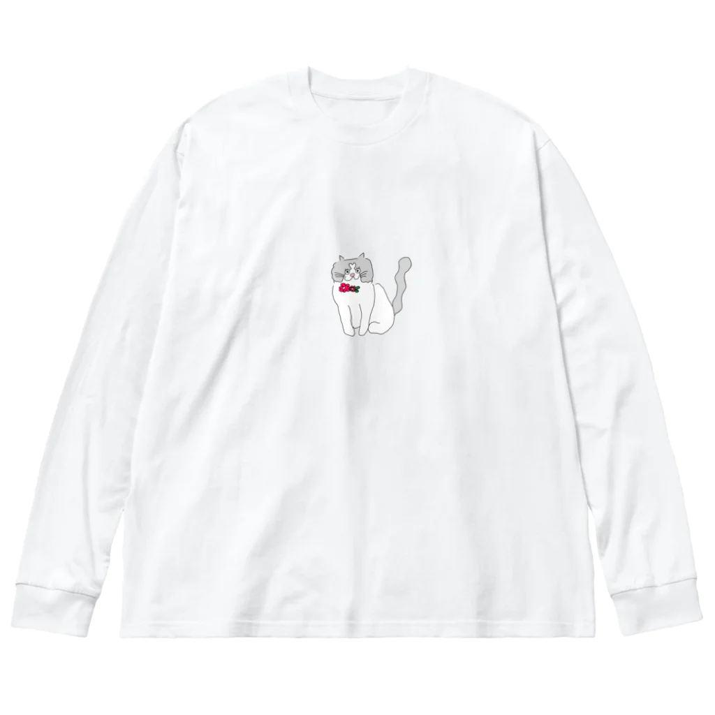 お髭ちゃんのおみせ。のおでこハート猫ちゃん ビッグシルエットロングスリーブTシャツ