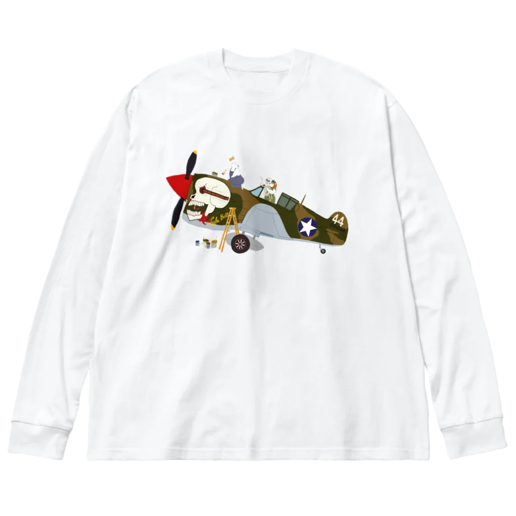 SKULL-2のノーズアートを描くすろくま。戦闘機P-40、SKULL Big Long Sleeve T-Shirt
