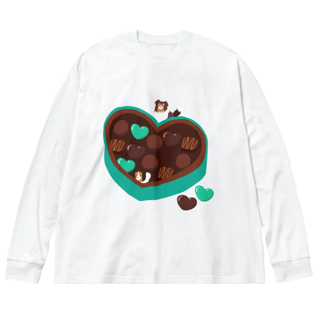 Kotetsu diary(SUZURI店)のシェルティ×チョコ(ミントカラー) ビッグシルエットロングスリーブTシャツ