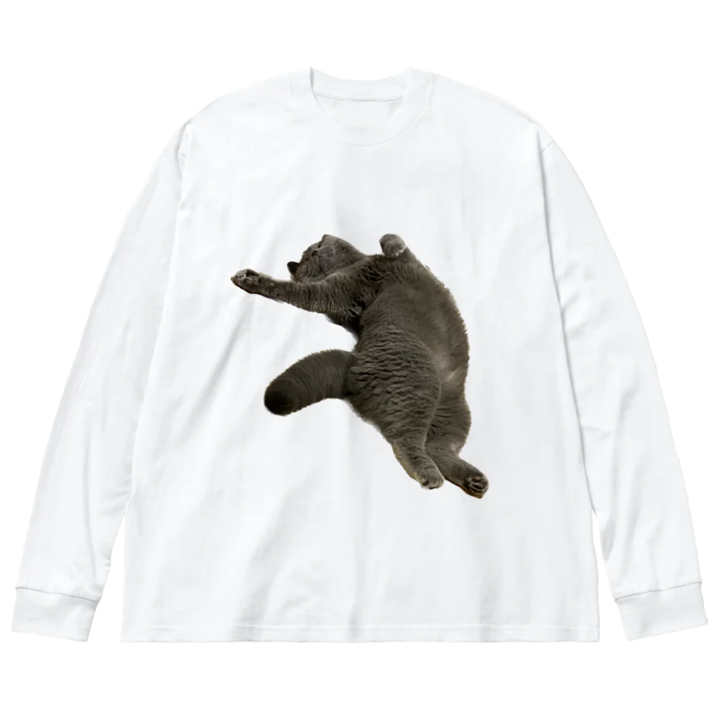 むっちり猫のむっちり丸のお腹ぽっこりむっちり丸 ビッグシルエットロングスリーブTシャツ