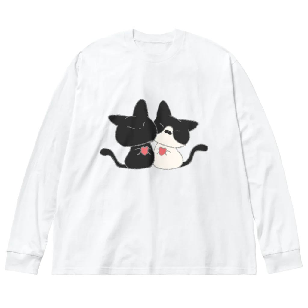 しろたぬき。のあさじみ(らぶらぶ) ビッグシルエットロングスリーブTシャツ