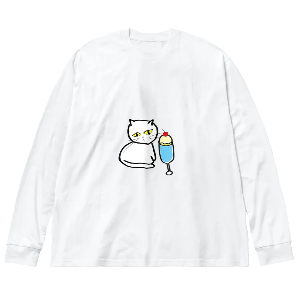 みにゆん　ねこのA lovely white cat who likes ice cream. Big Long Sleeve T-Shirt