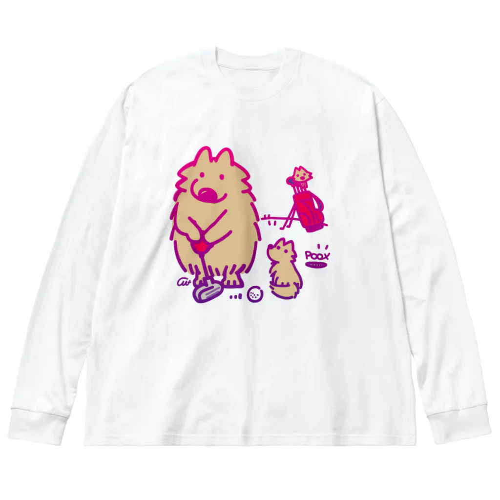 イラスト MONYAAT のポメラニアン　ゴルフ2 A ビッグシルエットロングスリーブTシャツ