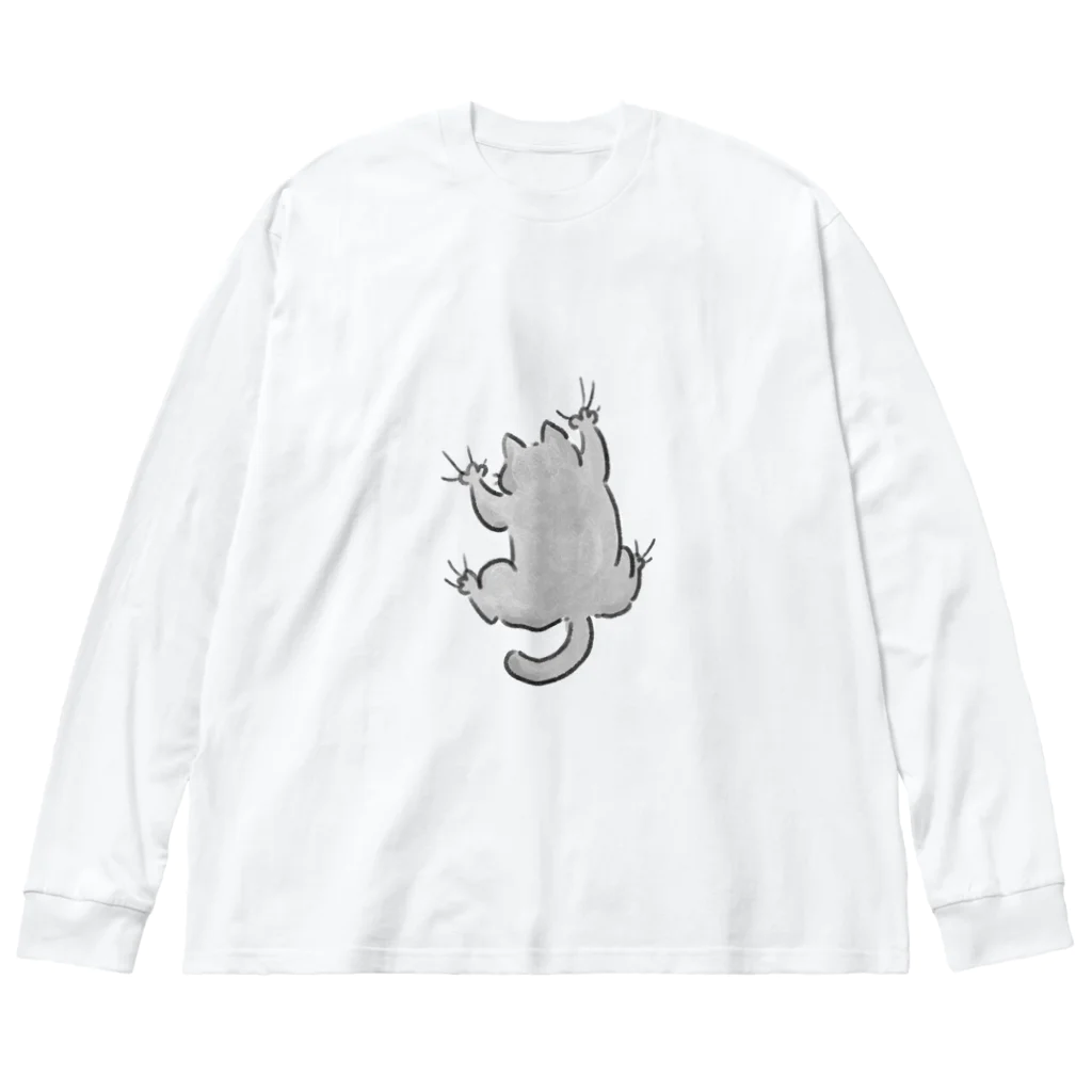 横山　ぐぐのyojiyoji灰猫 Big Long Sleeve T-Shirt