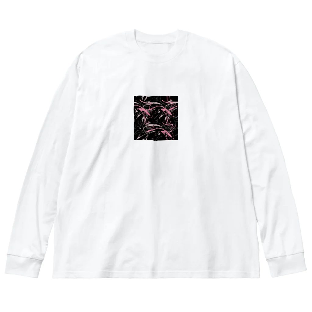 mateofiklanの水色のシームレスなデザイン ブラックとピンク Big Long Sleeve T-Shirt