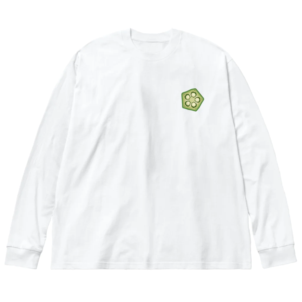 kg_shopの[☆両面] オクラネバネバ【視力検査表パロディ】 Big Long Sleeve T-Shirt