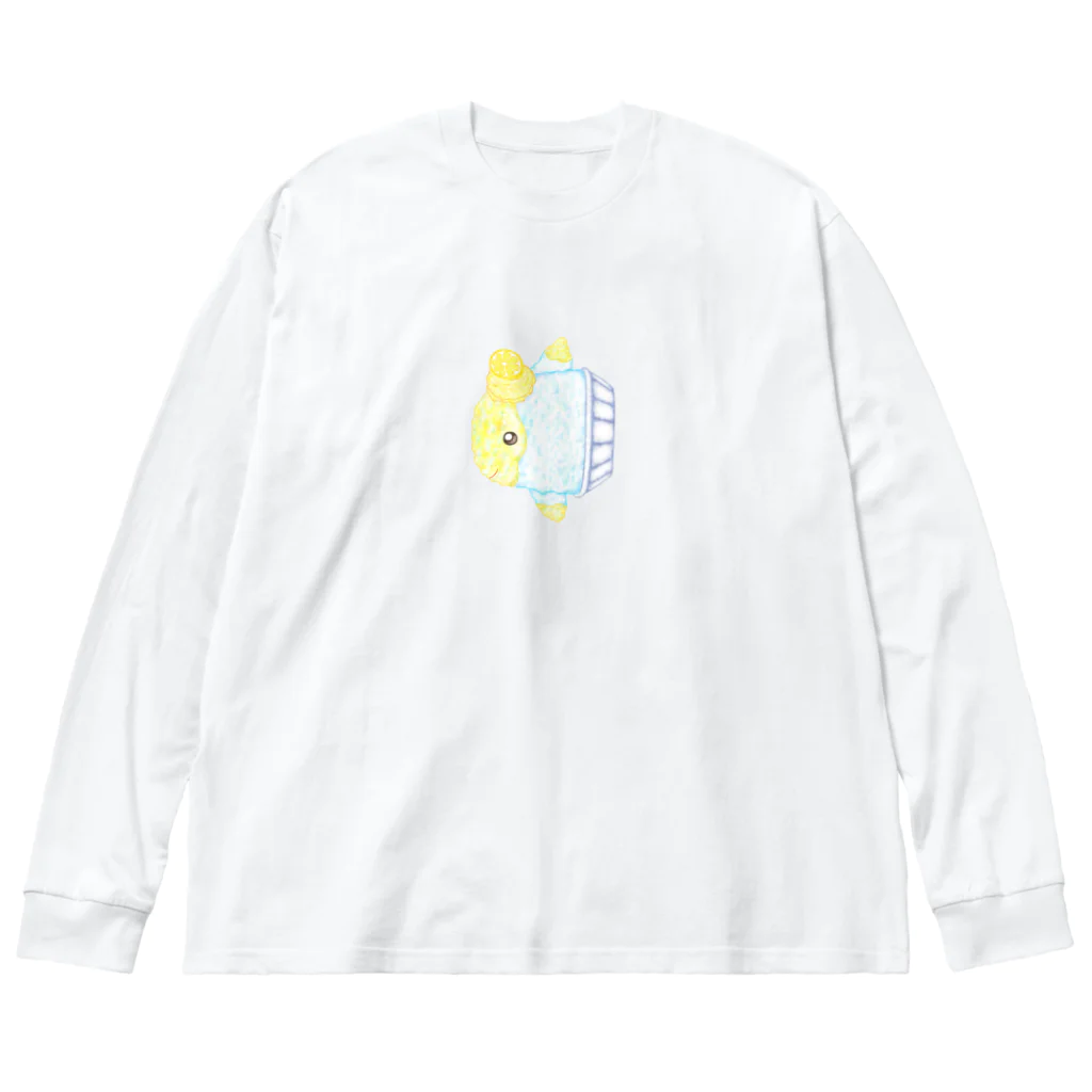 satoayaのアニマルカフェのシ―フードアニマル　かき氷マンボウ ビッグシルエットロングスリーブTシャツ