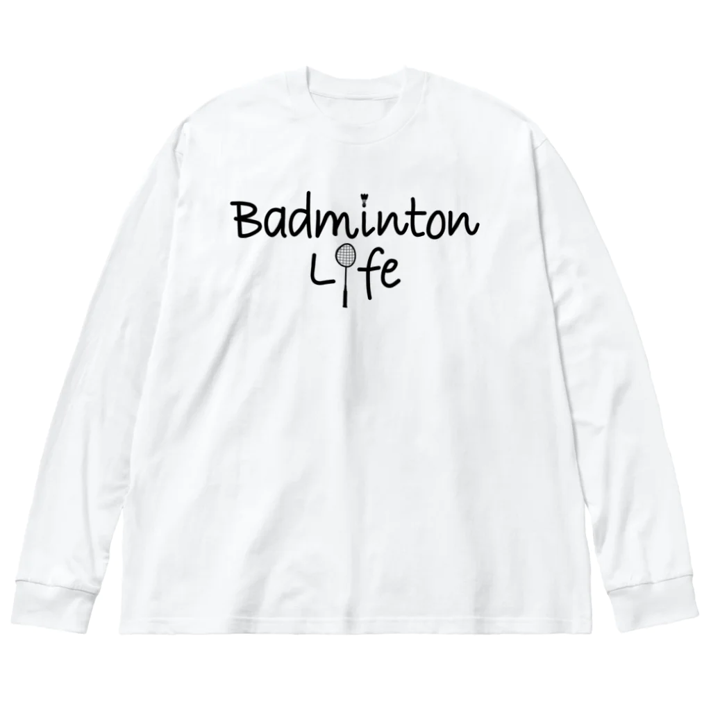 sports_tower スポーツタワーのバドミントン・Badminton・文字・おしゃれ・スポーツライフ・ラリー・デザイン・Tシャツ・スポーツ・かっこいい・かわいい・女子・男子・羽球・シャトル・スマッシュ・ラケット・プレーヤー・選手 Big Long Sleeve T-Shirt