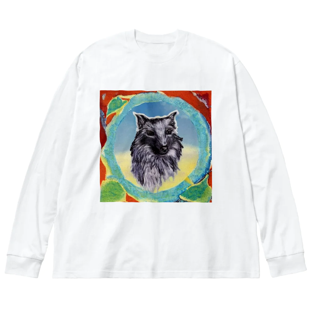 Yossy's Item Factoryの絵画風の犬 ビッグシルエットロングスリーブTシャツ