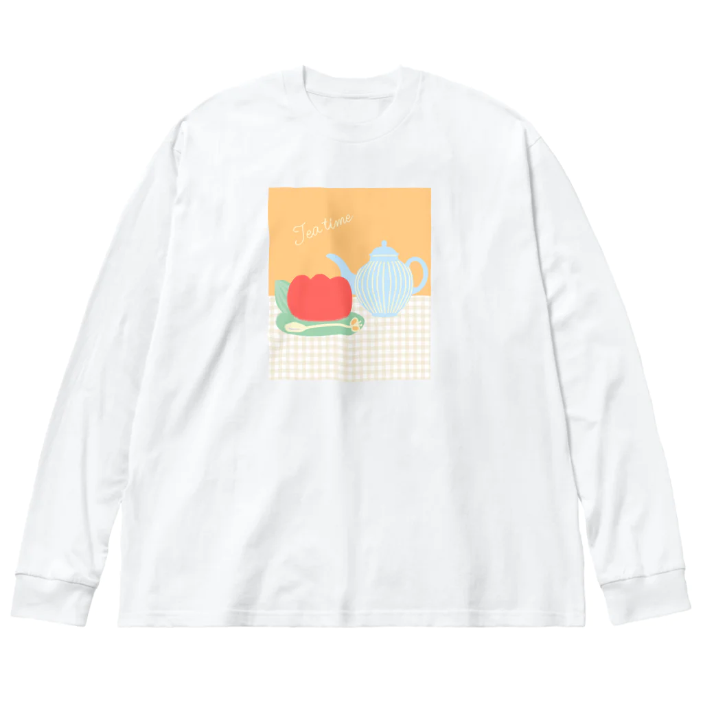 日々花々のチューリップ×ティーカップ Big Long Sleeve T-Shirt