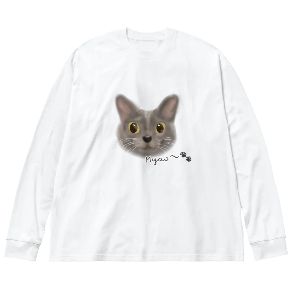 わかばックス工房のグレーのネコちゃん♡ ビッグシルエットロングスリーブTシャツ