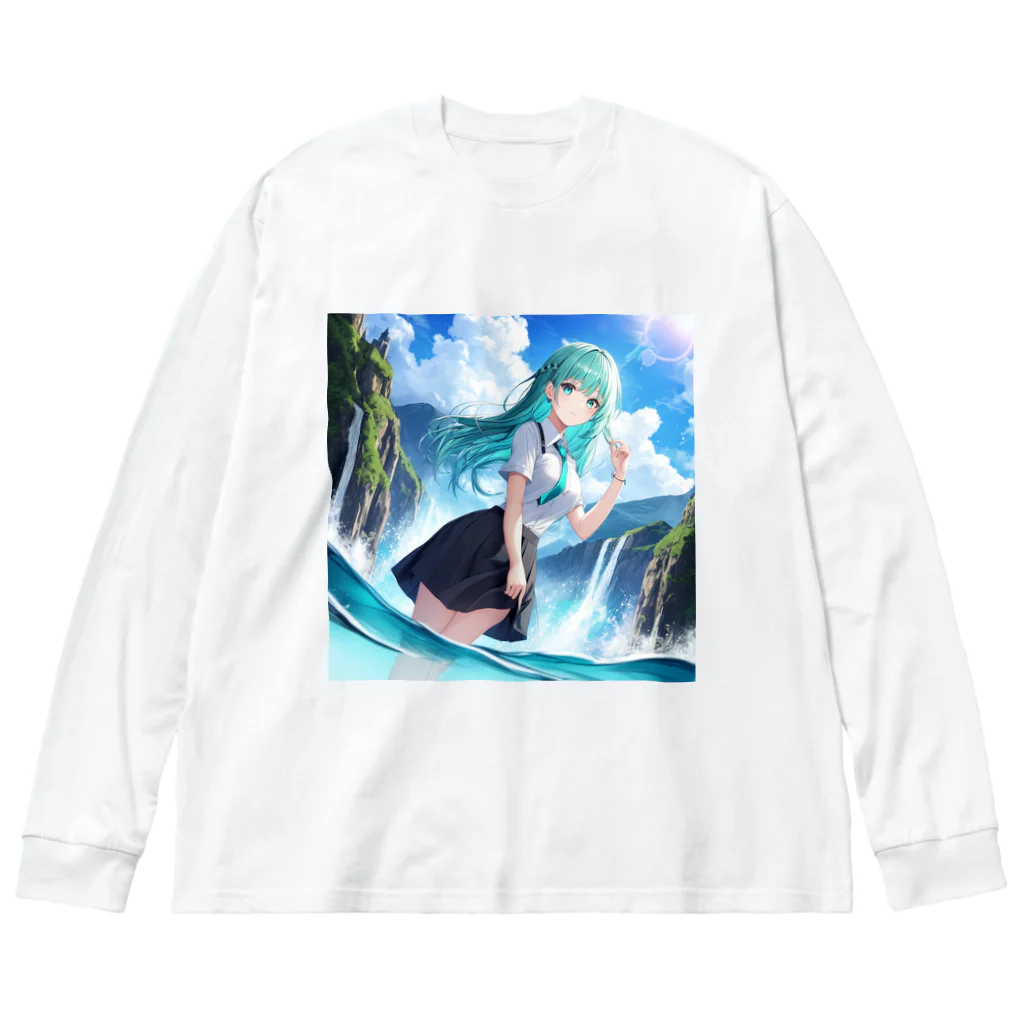 未来アニメスタジオのAIキャラクター ビッグシルエットロングスリーブTシャツ