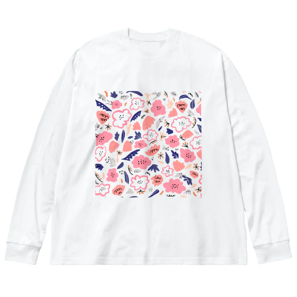 Katie（カチエ）の抽象的な手描きの花柄 ビッグシルエットロングスリーブTシャツ