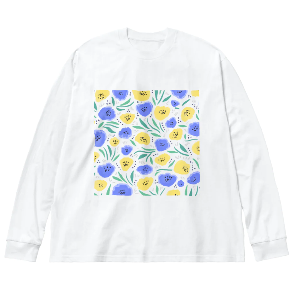 Katie（カチエ）の抽象的な手描きの花柄 Big Long Sleeve T-Shirt