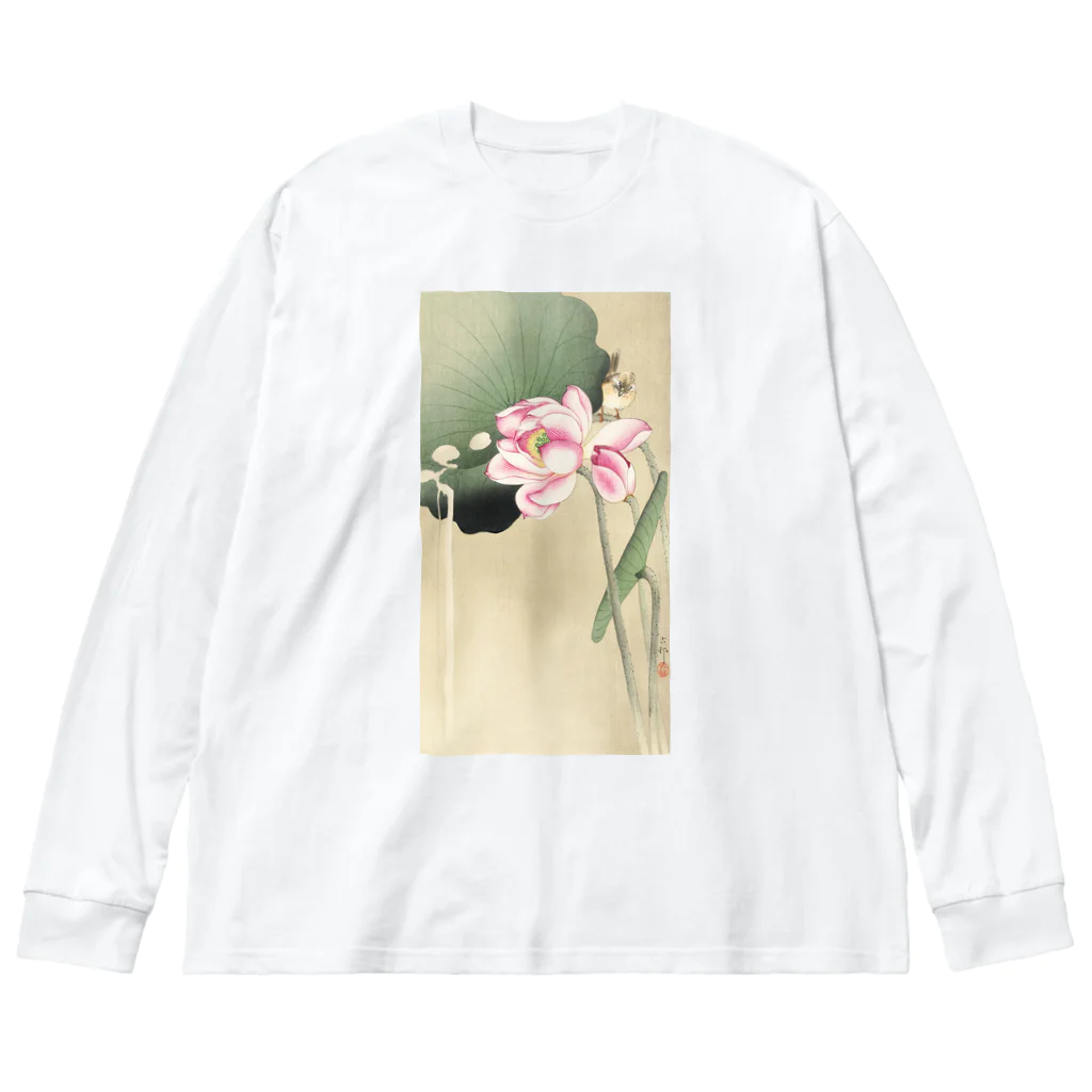 MUGEN ARTの小原古邨　蓮と雀　Ohara Koson / Songbird and Lotus ビッグシルエットロングスリーブTシャツ