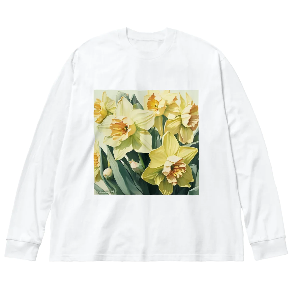 botanicalartAIの黄色のスイセン ビッグシルエットロングスリーブTシャツ