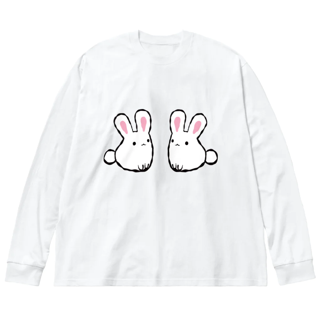 yukigumo27の二羽のもちふわうさぎ ビッグシルエットロングスリーブTシャツ