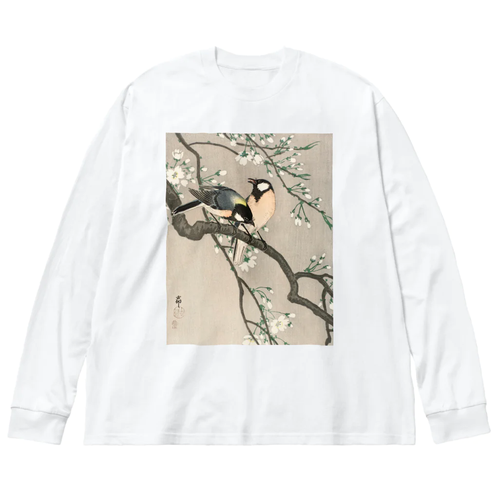 MUGEN ARTの小原古邨　桜の枝に四十雀 Ohara Koson 日本のアートTシャツ＆グッズ ビッグシルエットロングスリーブTシャツ