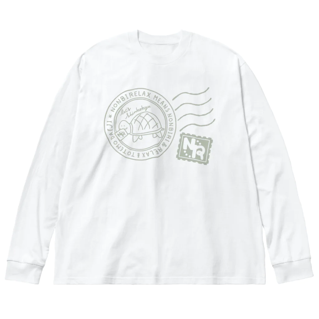 えりぴのおみせのNONBIRelax 切手ぽいやつ（green） ビッグシルエットロングスリーブTシャツ