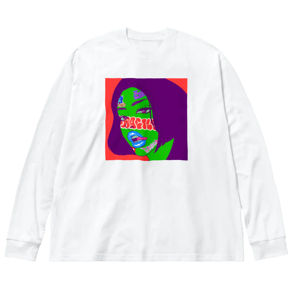 YOUJIN -ART GALLERY-のWicked Face Big Long Sleeve T-Shirt