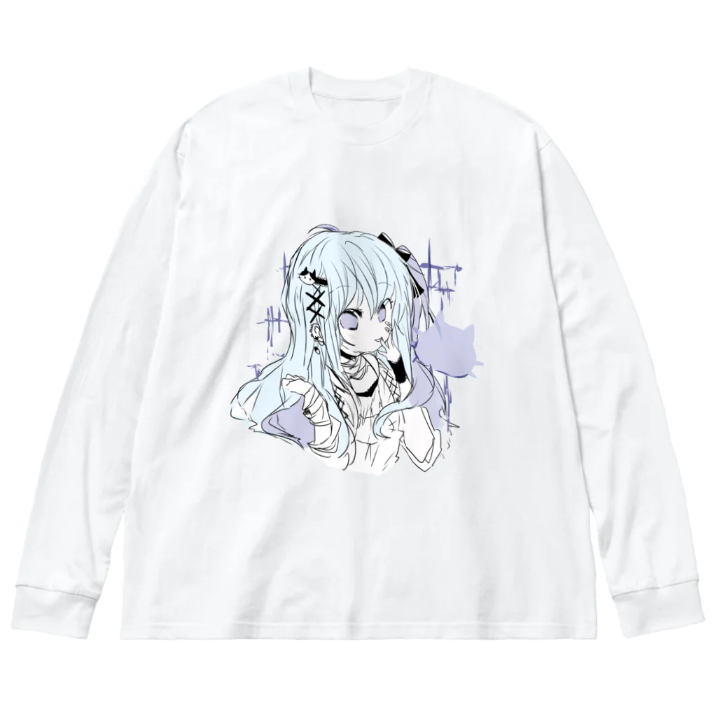 blossomの淡色青紫系女の子 ビッグシルエットロングスリーブTシャツ