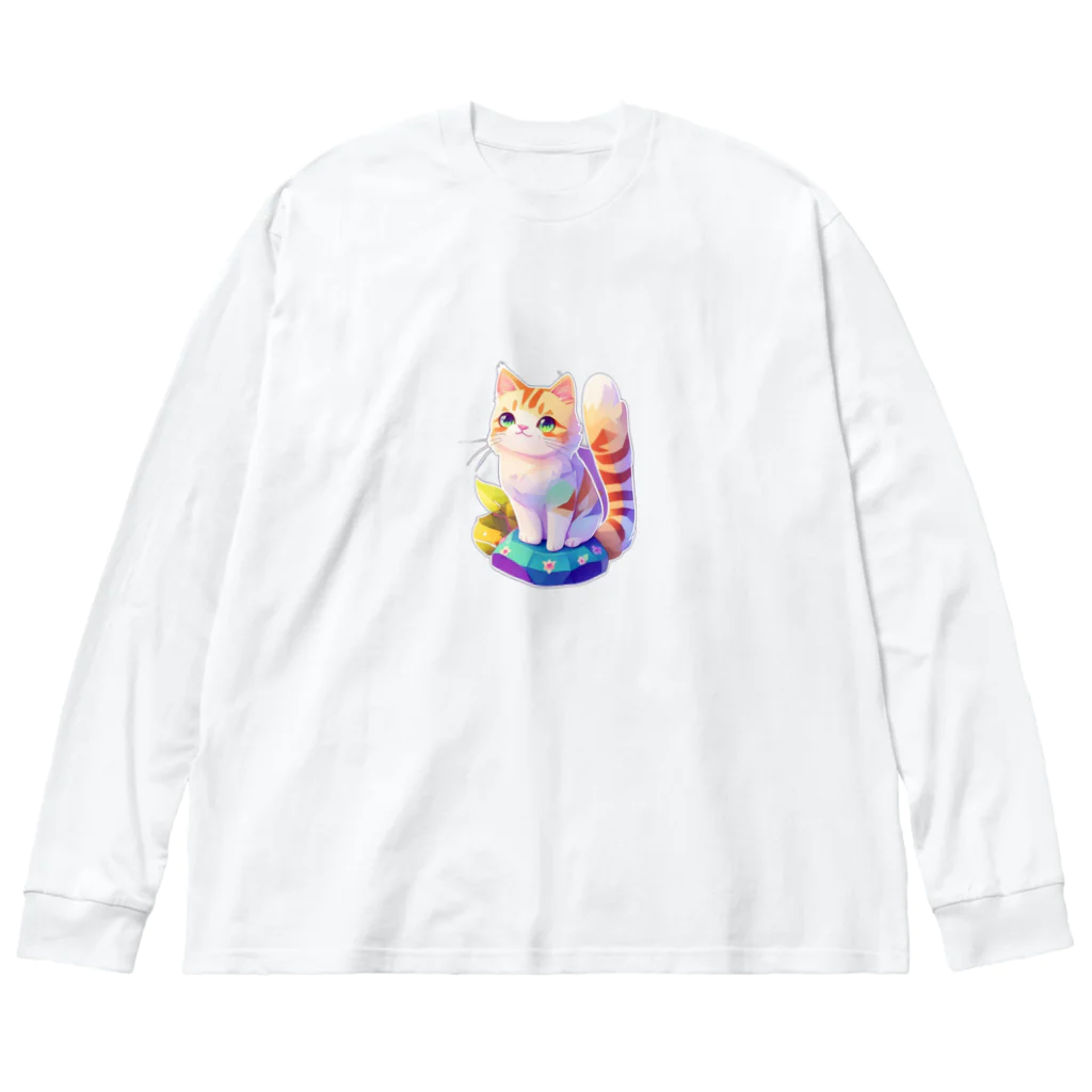 dolphineの上目遣いで見上げるrainbow cute cat ビッグシルエットロングスリーブTシャツ