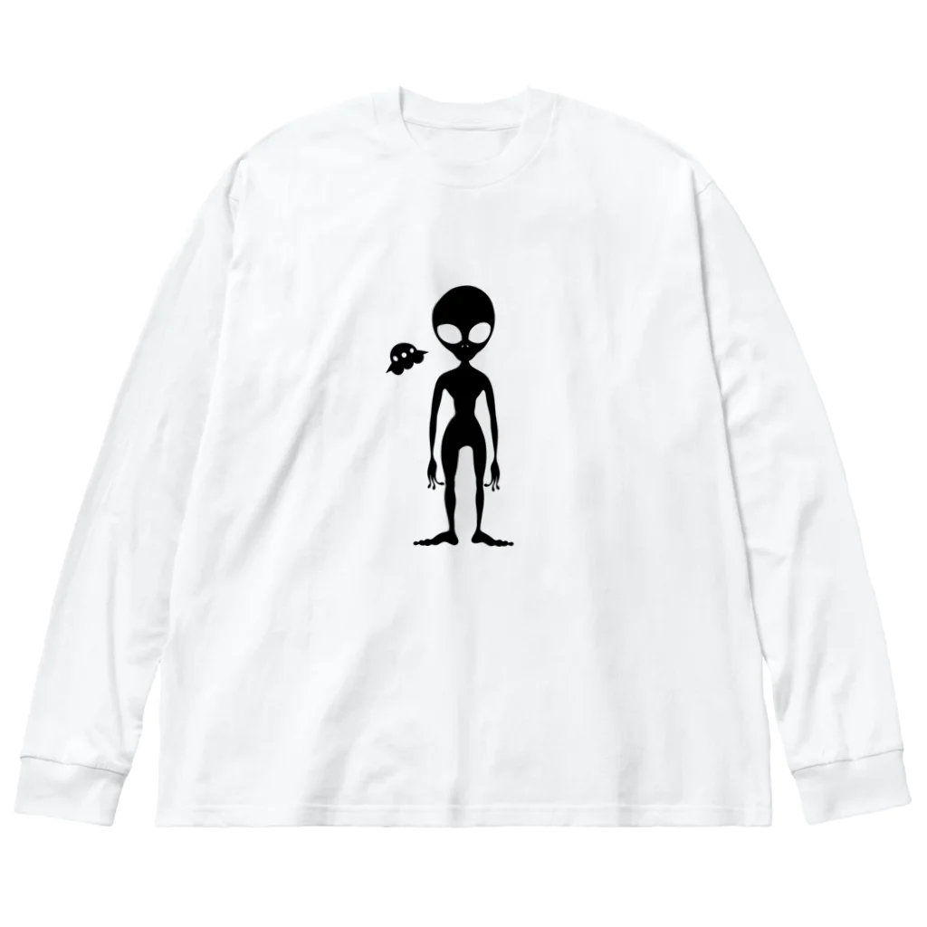 kimchinのグレイタイプの宇宙人のシルエット ビッグシルエットロングスリーブTシャツ
