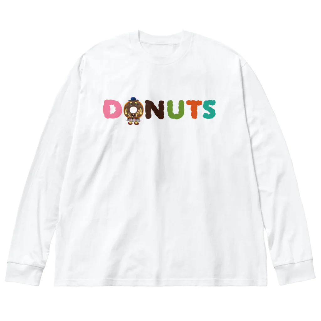 Drecome_Designのドーナッツ ロゴ x キャラメルウォールナッツ Big Long Sleeve T-Shirt