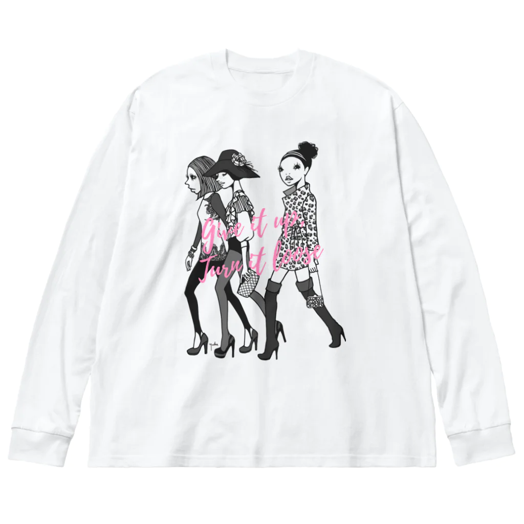 イラストレーターこたけゆか 公式オリジナルグッズのHEY LADIES!  Big Long Sleeve T-Shirt