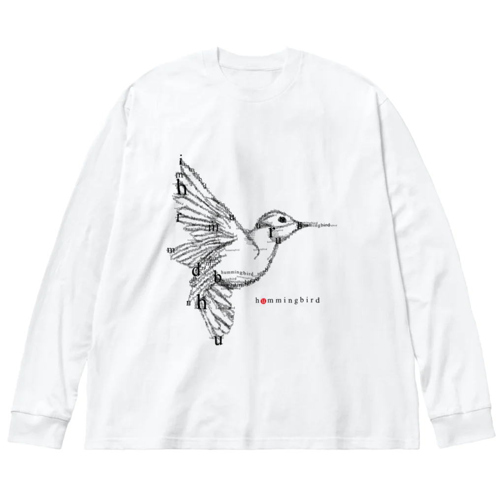 t-shirts-cafeのフォントイラストレーション『hummingbird（ハミングバード・ハチドリ）』 Big Long Sleeve T-Shirt