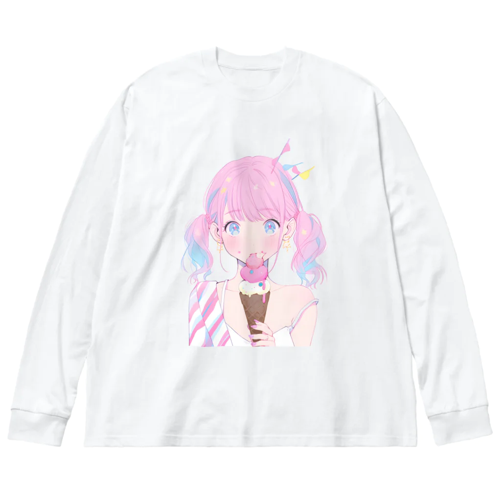 ヤバいTシャツ屋しゃんの暑い夏はアイスだ005 ビッグシルエットロングスリーブTシャツ